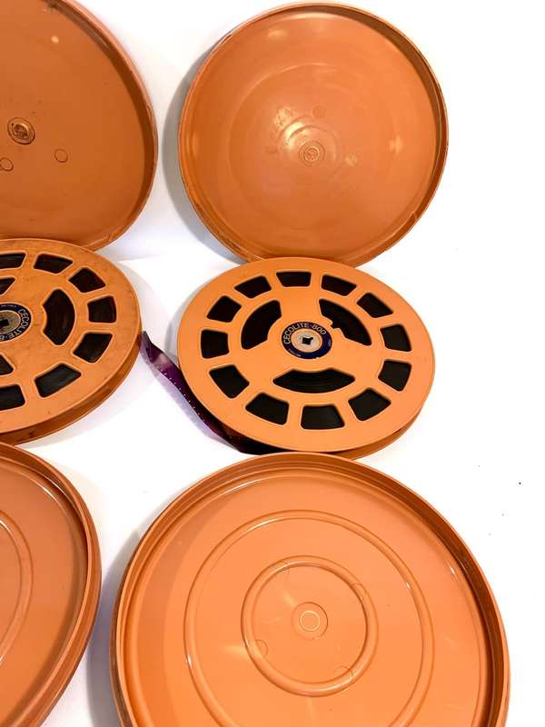 3 x Large Vintage Cecolite 16mm Film Reels loaded with Film in Protective Canisters (800 Feet)