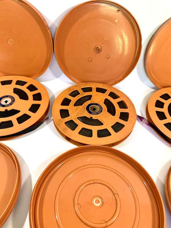 3 x Large Vintage Cecolite 16mm Film Reels loaded with Film in Protective Canisters (800 Feet)