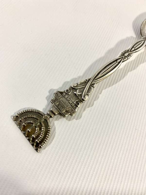 3 x Silver / Silver Plated Souvenir Teaspoons (Israel, Windsor Castle, Myconos - Greece)