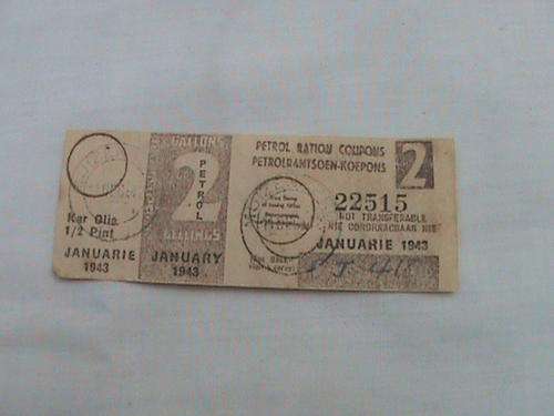 1943 SA petrol ration coupon