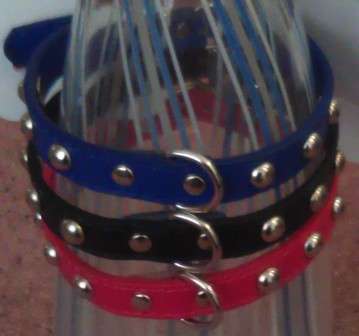 BLACK LEATHER Dog Collar for Small to Medium Dogs