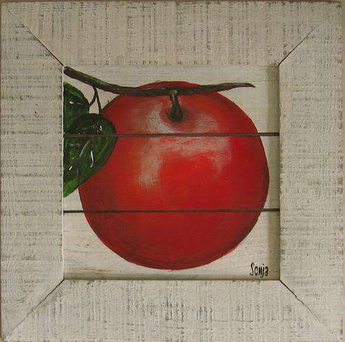 Handpainted Wooden Sign Art Wall Hanging - Apple