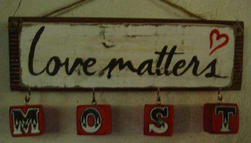 Handpainted Wooden Sign Art Wall Hanging with blocks - Love matters most