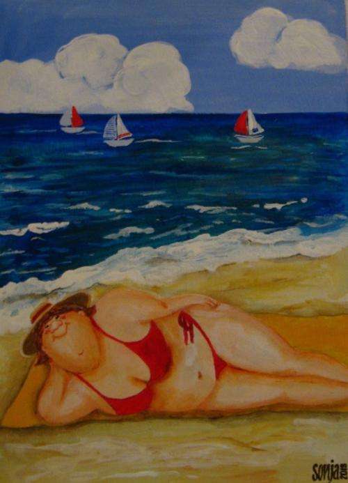***Akriel - Vet Bet oppie beach 1  - 40.5 x 30cm - Sonja Peacock***