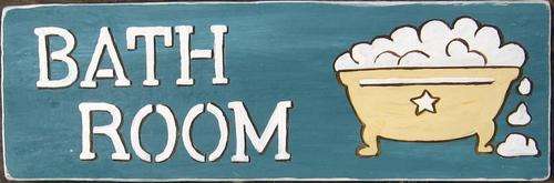 Handpainted Wooden Sign Art Wall Plaque - Bath Room