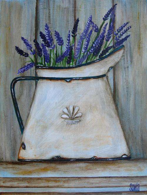 ***Akrielverf  - Stil lewe met laventel - Sonja Peacock***