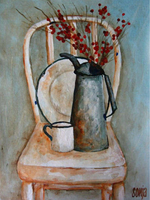 ***Acrylics - Still Life on chair - Sonja Peacock***