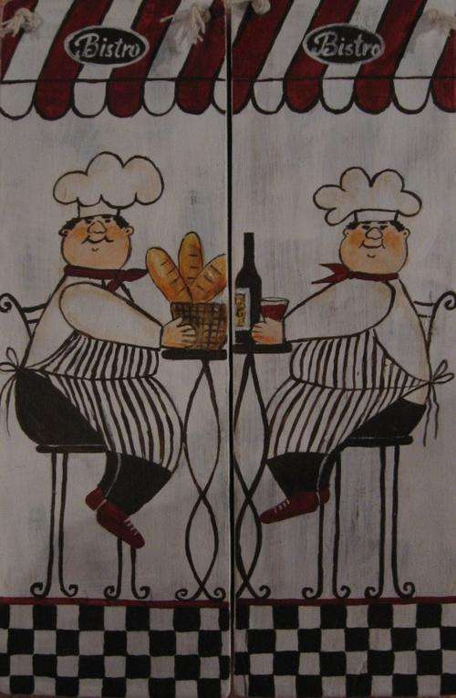 Handpainted Wooden Sign Art Wall Plaques - Bistro