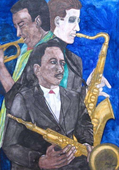 *** Jazz Legends - Watercolors on paper - 69.5 x 49.5 cm - Sonja Peacock ***