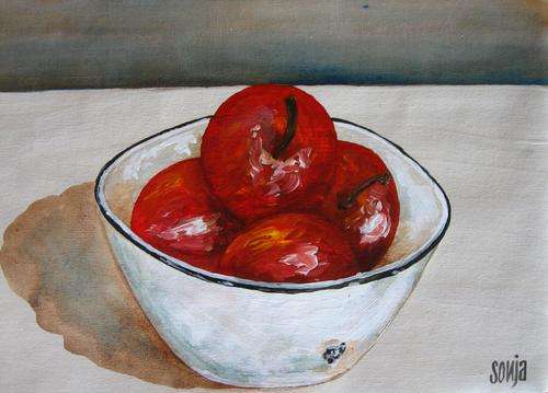 ***Acrylics - Bowl with apples - Sonja Peacock***