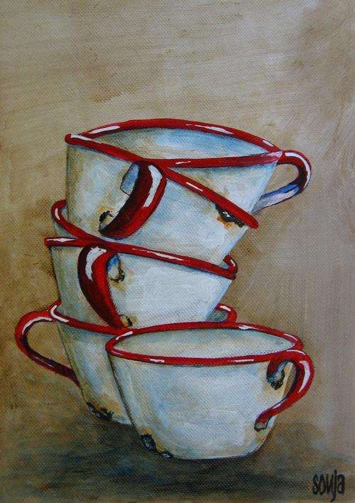 ***Acrylics - 7 Cups Still Life - Sonja Peacock***