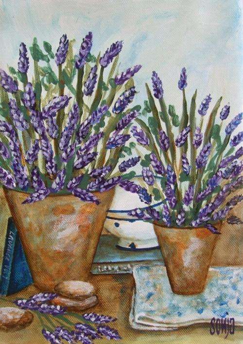 ***Acrylics - Lavender Pots - Sonja Peacock***