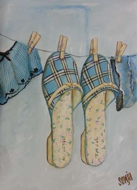 ***Acrylics - Washing line - Sonja Peacock***