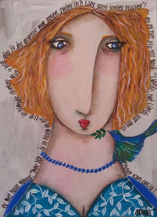 ***Acrylics - Liefde net liefde - 29.5 x 21 cm - Sonja Peacock  ***