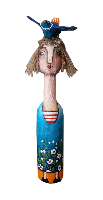 Girl with bird on her head - now on clearance sale