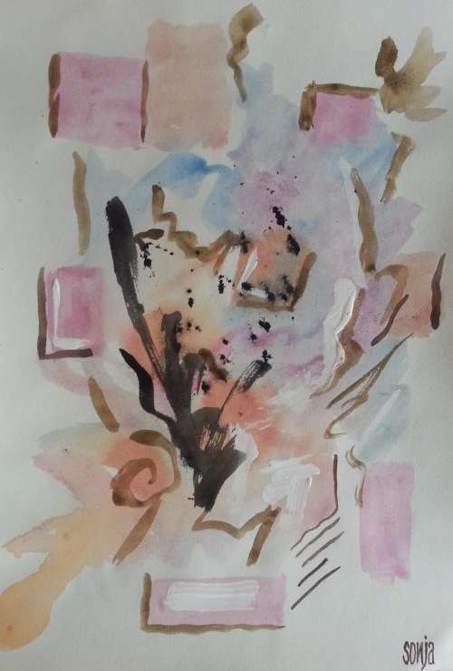 The birth of a thought - Watercolors on paper - Abstract Art