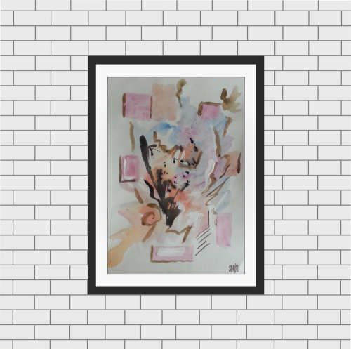 The birth of a thought - Watercolors on paper - Abstract Art