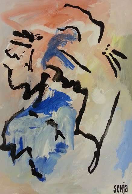 Needle and thread - Acrylics on paper - Abstract Art