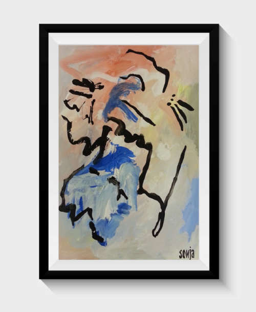 Needle and thread - Acrylics on paper - Abstract Art