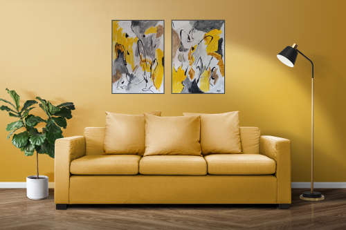 Unchartered I & II - Acrylics & Watercolors on canvas board - Abstract Art (Set of 2)