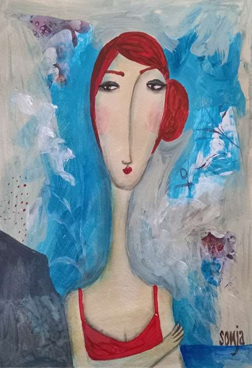 The Blue Series - Girl 1 -  Acrylics on paper