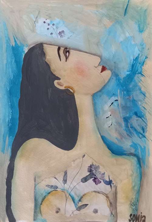 The Blue Series - Girl 3 -  Acrylics on paper