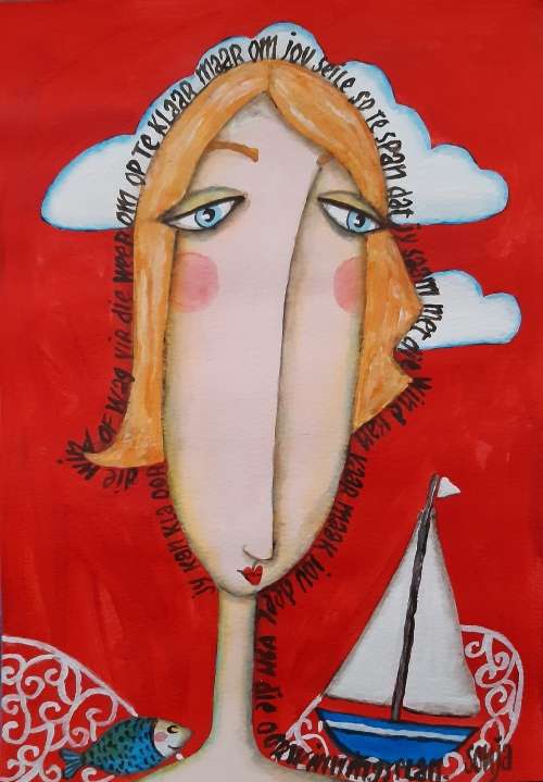 Jy kan kla oor die wind -  Acrylics on paper
