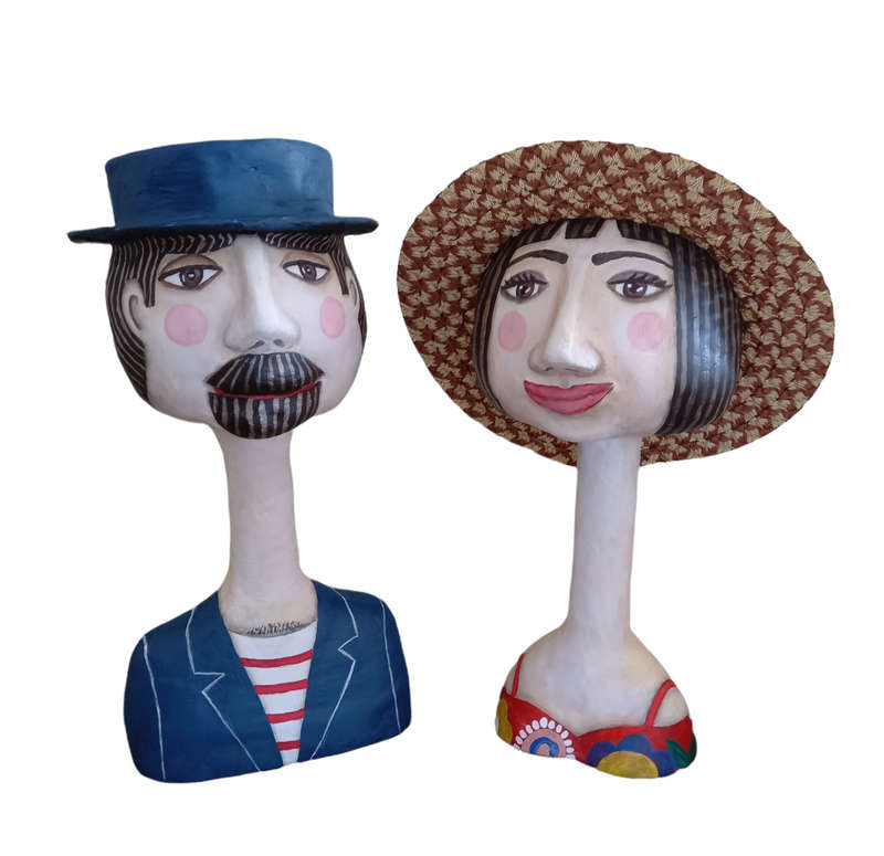 The Couple II - Paper Mache Art Dolls