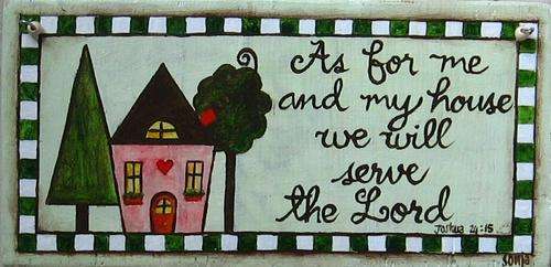Handpainted Wooden Sign Art Wall Hanging - As for me and my house we will serve the Lord