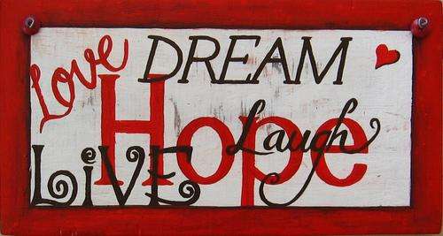 Handpainted Wooden Sign Art Wall Hanging - Love Dream Hope Live Laugh