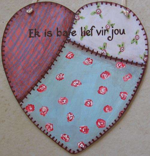 Handpainted Heart Hanging - Ek is baie lief vir jou