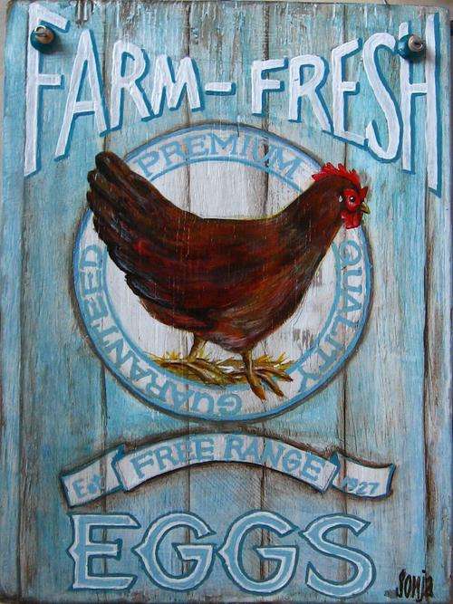Sign Art  Acrylics on wood - Farm Fresh Eggs