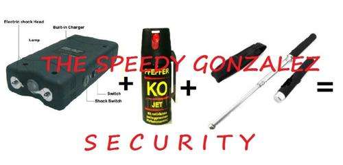 Unisex Personal Security Pack for self defense: pepper spray,metal baton and stun gun!
