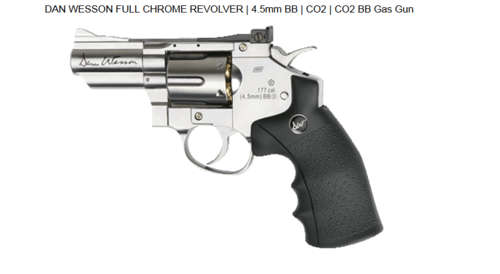 DAN WESSON 2.5" FULL CHROME REVOLVER | 4.5mm BB | CO2 | CO2 BB Gas Gun
