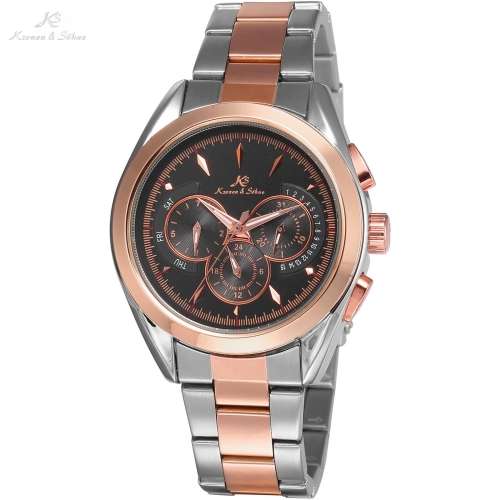 Authentic Men's Kronen&Sohne Analog Automatic Mechanical Day/Date/24 hour Display Steel Wrist Watch