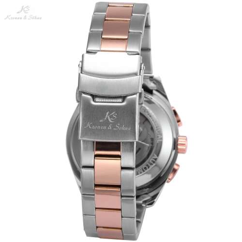 Authentic Men's Kronen&Sohne Analog Automatic Mechanical Day/Date/24 hour Display Steel Wrist Watch