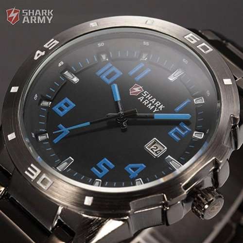 Brand New Authentic Shark Army Men Military Sport Black Blue Dial Mens Watch