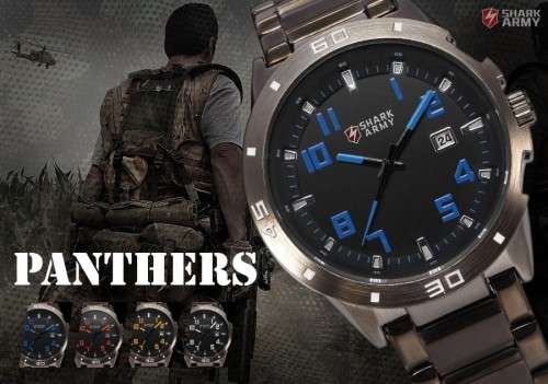 Brand New Authentic Shark Army Men Military Sport Black Blue Dial Mens Watch