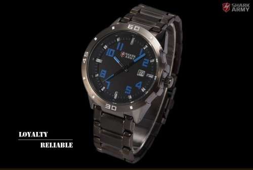 Brand New Authentic Shark Army Men Military Sport Black Blue Dial Mens Watch