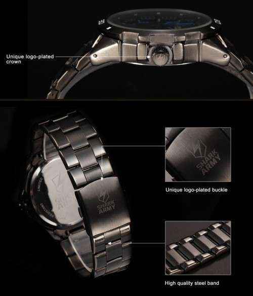 Brand New Authentic Shark Army Men Military Sport Black Blue Dial Mens Watch
