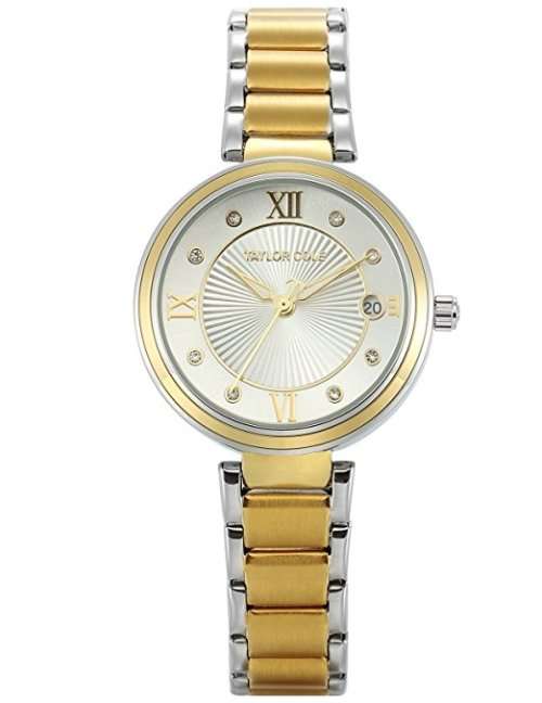 Stunning Authentic U.S. Taylor Cole Womens Analog Quartz Golden Stainless Steel Band Wrist Watch
