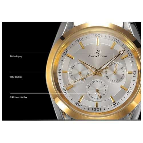 Authentic Luxury Stunning 6 Hands Automatic Mechanical  KRONEN and SOHNE Men's Wrist Watch