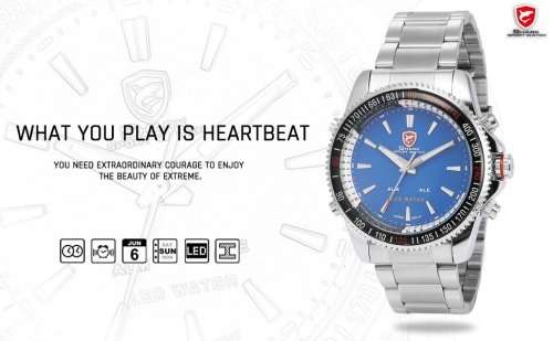 Authentic, Brand New Luxury MAKO SHARK Men's Sport Japan Quartz Analog Digital WATCH