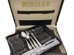 72 piece Brand New Rossler Cutlery Set in leatherette display case with code