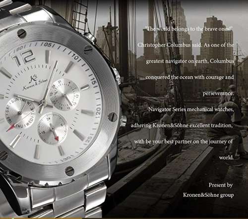Authentic , Brand New, Stunnin KS White Dial Elegant Automatic Mechanical Men's Wrist Watch Day/Date