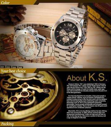 Authentic , Brand New, Stunnin KS White Dial Elegant Automatic Mechanical Men's Wrist Watch Day/Date