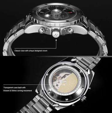 Authentic , Brand New, Stunnin KS White Dial Elegant Automatic Mechanical Men's Wrist Watch Day/Date