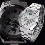 Authentic , Brand New, Stunnin KS White Dial Elegant Automatic Mechanical Men's Wrist Watch Day/Date