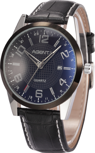 Authentic AgentX Unique Blue Dial Date Leather Quartz Mens Sport Wrist Watch With Gift Box