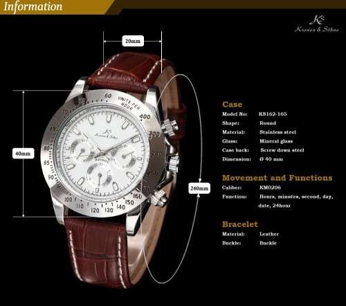 Authentic New Ks Imperial Luxury Men Wristwatch Day Date Display Automatic Mechanical Wristwatch